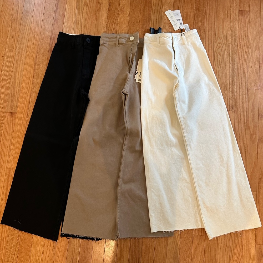 Zara- Black, Tan and white The Marine Straight jeans. You get all 3 pieces!
